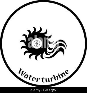 Wasser-Turbine-Symbol. Dünnen Kreis Design. Vektor-Illustration. Stock Vektor