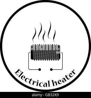 Elektrische Heizung-Symbol. Dünnen Kreis Design. Vektor-Illustration. Stock Vektor