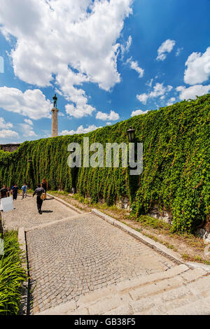 Belgrad mittelalterlichen Mauern der Festung und Victor Denkmal in der Tageszeit, Serbien Stockfoto