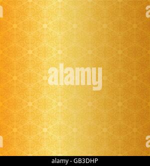 Gold sechseckige Schneeflocke nahtlose Muster für den Hintergrund Stock Vektor