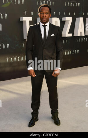 Osy Ikhile Teilnahme an die Legende von Tarzan europäische Premiere statt im Odeon Leicester Square, London. Stockfoto