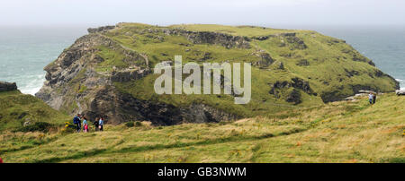 König Arthurs Gesicht auf einer Felswand in Cornwall Stockfoto