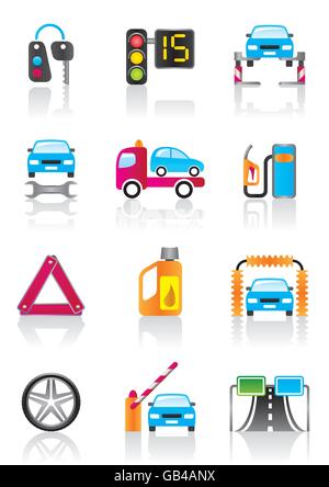 Autoservice, Auto Hilfe und Auto-Zubehör - Vektor-illustration Stock Vektor