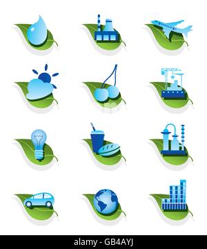 Vielfältige ökologische Icons Set - Vektor-illustration Stock Vektor