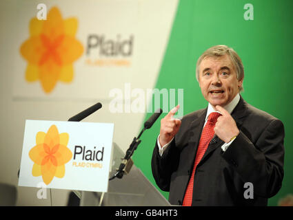 Ieuan Wyn Jones, Anführer von Plaid Cymru, spricht auf der Jahreskonferenz 2008 in Aberystwyth. Stockfoto
