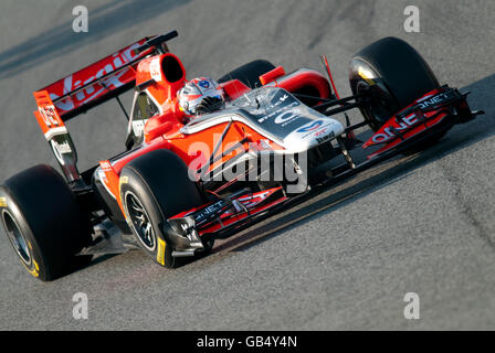 Timo Glock, Deutschland, fahren seine Virgin Racing-Cosworth VR-02, Motorsport, Formel1 Tests am Circuit de Catalunya in Stockfoto