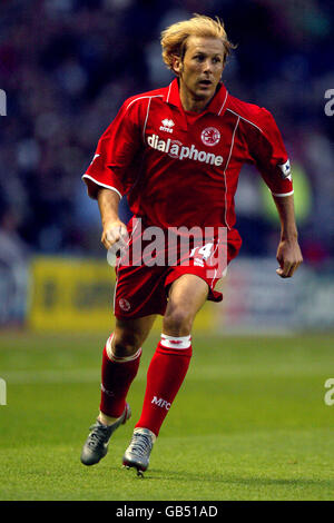 Fußball - FA Barclaycard Premiership - Leicester City / Middlesbrough. Gaizka Mendieta, Middlesbrough Stockfoto