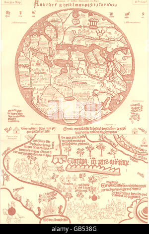 BORGIA-MAP OF THE WORLD: 15. Jahrhundert. Britannica 9. Auflage, 1898 Stockfoto