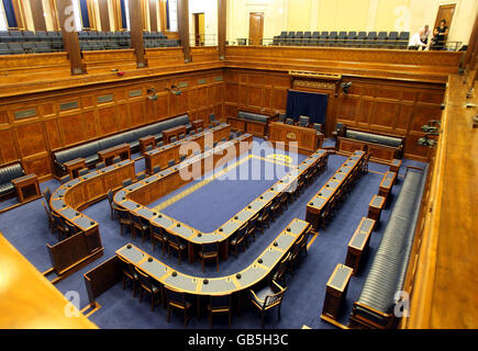 Die neu renovierte Versammlungskammer im Parlamentsgebäude, Stormont. Stockfoto