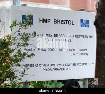 HM Prison Bristol Stock. Schild am HM Gefängnis Bristol in Horfield, Bristol. Stockfoto