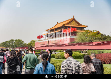 Touristen warten auf die Verbotene Stadt-Beijing China betreten Stockfoto