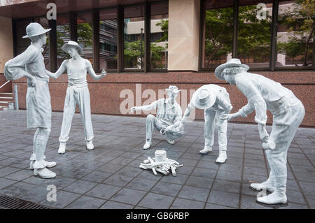 Die Viehtreiber Skulptur, Ann Street, Brisbane City, Brisbane, Queensland, Australien Stockfoto