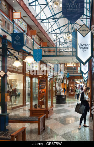 Innere des Brisbane Arcade Shopping Galerie, Queen Street, Brisbane City, Brisbane, Queensland, Australien Stockfoto