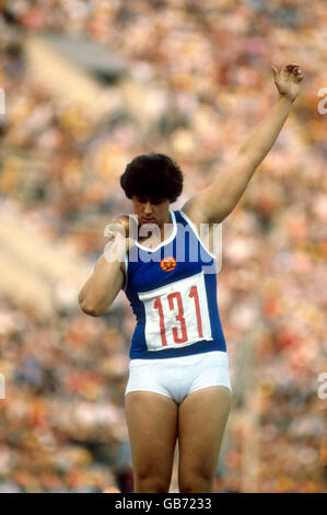 Kugelstoß Leichtathletik - Moskau Olympische Spiele - Frauen Stockfoto