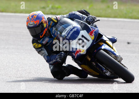 Motorradfahren - British Superbike Championship - Rockingham. Leon Haslam, Renegade Ducati Stockfoto