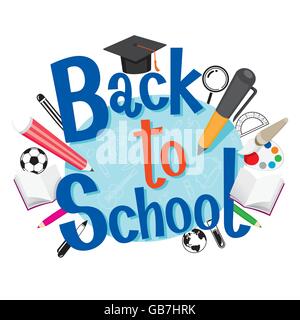 Zurück zur Schule mit Briefpapier zurück zur Schule, pädagogische, Schreibwaren, Buch, Kinder, Themen, wissen, Lehrmittel Stock Vektor