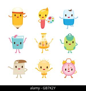 Bildung Zeichen Symbole Design, zurück zur Schule, pädagogische, Schreibwaren, Buch, Kinder, Lehrmittel, Objekte, Symbole Stock Vektor