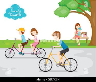 Familie im öffentlichen Park entspannen, Urlaub, Urlaub, Reiseziel, Reise Reisen, Transport, Beziehung, Lifestyle Stock Vektor