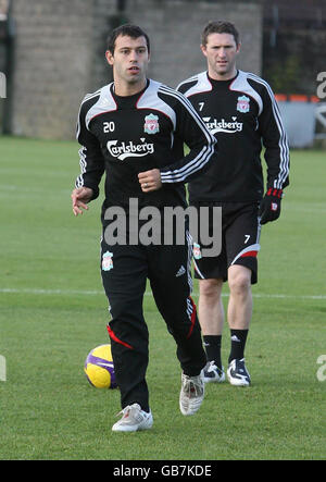 Liverpools Javier Mascherano während einer Trainingseinheit auf dem Melwood Training Ground, Liverpool. Stockfoto