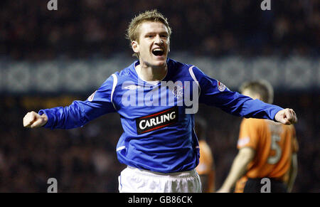 Fußball - Clydesdale Bank Scottish Premier League - Rangers gegen Dundee United - Ibrox Stadium. Steven Davis, der Rangers, feiert sein Tor während des Spiels der Clydesdale Bank Premier League im Ibrox Stadium, Glasgow. Stockfoto