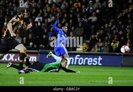 Fußball - Barclays Premier League - Hull City gegen Chelsea - KC Stadium. Chelseas Nicolas Anelka punktet beim Spiel der Barclays Premier League im Kingston Communications Stadium, Hull. Stockfoto