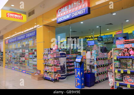 Lager-Apotheke in Melbourne Australien. Stockfoto