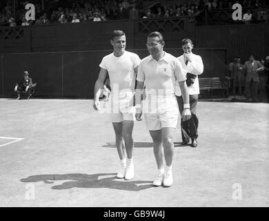 Tennis - Wimbledon Meisterschaften 1949 - All England Club - Herren Einzel Finale - Jaroslav Drobny V Ted Schroeder Stockfoto