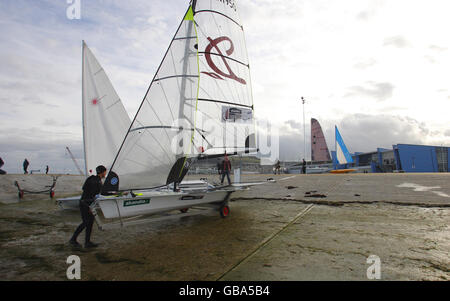 Olympics - Sailing - ODA enthüllt die Fertigstellung des ersten Veranstaltungsorte 2012 - Weymouth & Portland National Sailing Academy. Ein Überblick über die neu fertiggestellte Weymouth & Portland National Sailing Academy in Portland, Dorset. Stockfoto