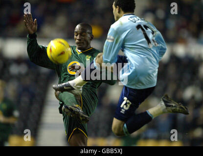 Fußball - Nationwide League Division One - Derby County / Norwich City. Lee Grant, der Hüter von Derby County, und Damian Francis, der Stadtführer von Norwich Stockfoto