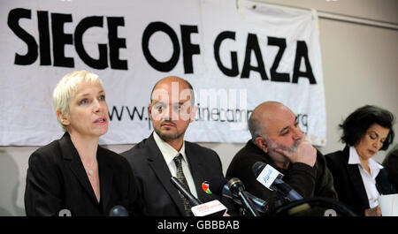 Der Krieg Demonstration Pressekonferenz zu stoppen Stockfoto