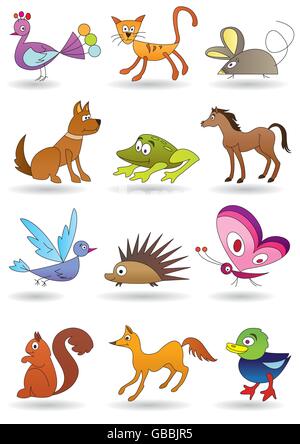 Spielzeug mit Tieren für Kinder Icons Set - Vektor-illustration Stock Vektor
