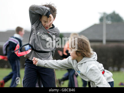 Rugby-Union - Schottland Photocall - Balmullo Grundschule Stockfoto