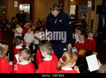 Rugby-Union - Schottland Photocall - Balmullo Grundschule Stockfoto