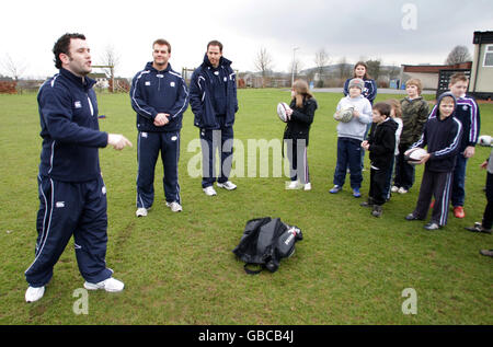 Rugby-Union - Schottland Photocall - Balmullo Grundschule Stockfoto