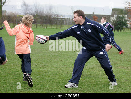 Rugby-Union - Schottland Photocall - Balmullo Grundschule Stockfoto