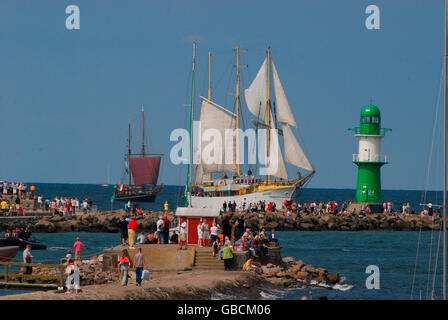 Maulwurf, Leuchtfeuer, Foerde, Warnow, Warnemünde, Rostock, Mecklenburg-Vorpommern, Deutschland Stockfoto