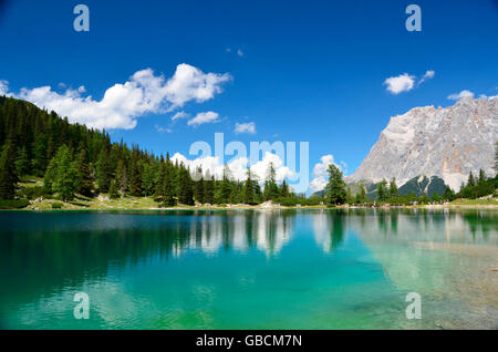 Bergsee, Sommer, Ehrwalder Alm, Seebensee, Zugspitze, Tirol, Oesterreich Stockfoto