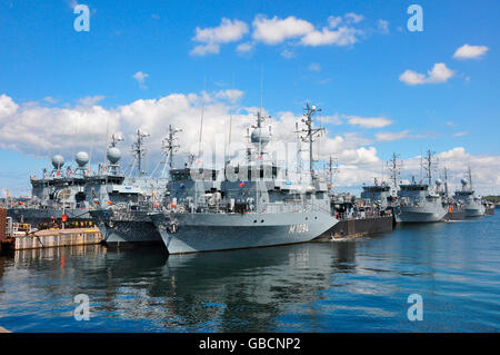 Sommer, Ostsee, Kieler Foerde, Marinehafen, Tirpitzhafen, Minensuchboote, Kiel, Schleswig-Holstein, Deutschland Stockfoto