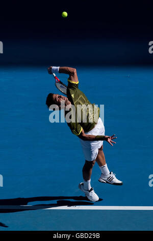 Der spanische Fernando Verdasco in Aktion während der Australian Open 2009 im Melbourne Park, Melbourne, Australien. Stockfoto