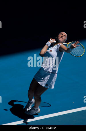 Die Russin Svetlana Kuznetsova in Aktion während ihres Spiels gegen die Amerikanerin Serena Williams Stockfoto