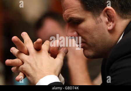 England Trainer Martin Johnson während der RBS Six Nations Media Launch im Hurlingham Club, London. Stockfoto