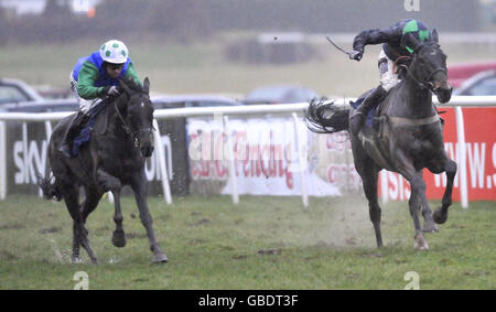 Pferderennen - Plumpton Racecourse. Tony McCoy gewinnt die Tyser & Co Beginners' Chase auf Restless D'Artaix, um sein 3000. Rennen auf der Plumpton Racecourse zu gewinnen. Stockfoto