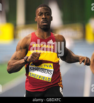 Dwain Chambers in Aktion in den Herren 60m Heats während Aviva European Trials und UK Championships am English Institute of Sport, Sheffiled. Stockfoto