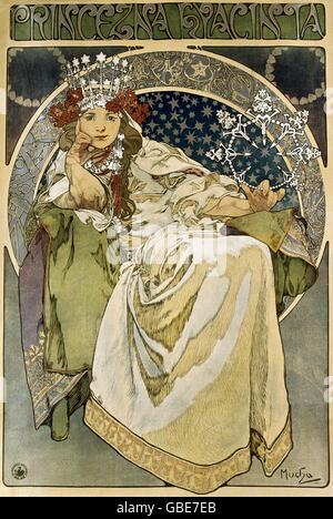 Bildende Kunst, Mucha, Alfons (1860-1939), Plakat, "Princezna Hyacinia" (Prinzessin Hyazinthe), Lithographie, 1911 Stockfoto