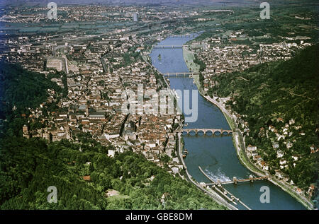 Geographie / Reisen, Deutschland, Heidelberg, Stadtansicht, Luftaufnahme, um 1959, Zusatz-Rights-Clearences-not available Stockfoto