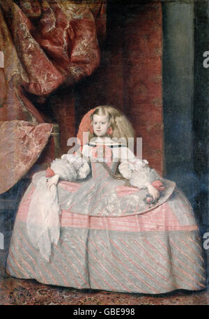 Bildende Kunst, Velazquez, Diego Rodríguez de Silva y (1599-1660), Gemälde "La Infanta Dona Margarita de Austria", 1660, Prado, Madrid, Stockfoto