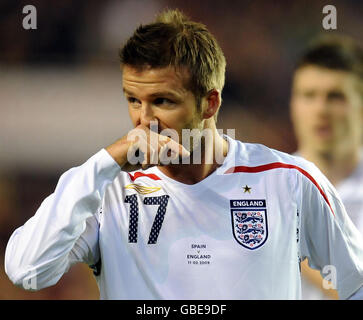 Fußball - International freundlich - Spanien gegen England - Ramon Sanchez-Pizjuan Stadium. Der englische David Beckham während des Internationalen Freundschaftstreckens im Ramon Sanchez Pizjuan Stadium in Sevilla, Spanien. Stockfoto