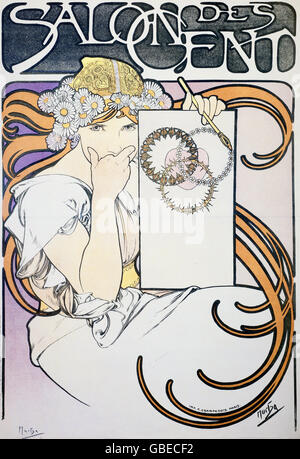 Salon des Cent Ausstellung, Werbung von Alfons Mucha, 1897 Stockfoto