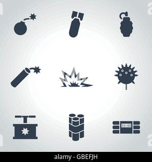 Vector black Bomb-Icon-set Stock Vektor
