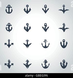 Vektor schwarzen Anker-Icon-set Stock Vektor